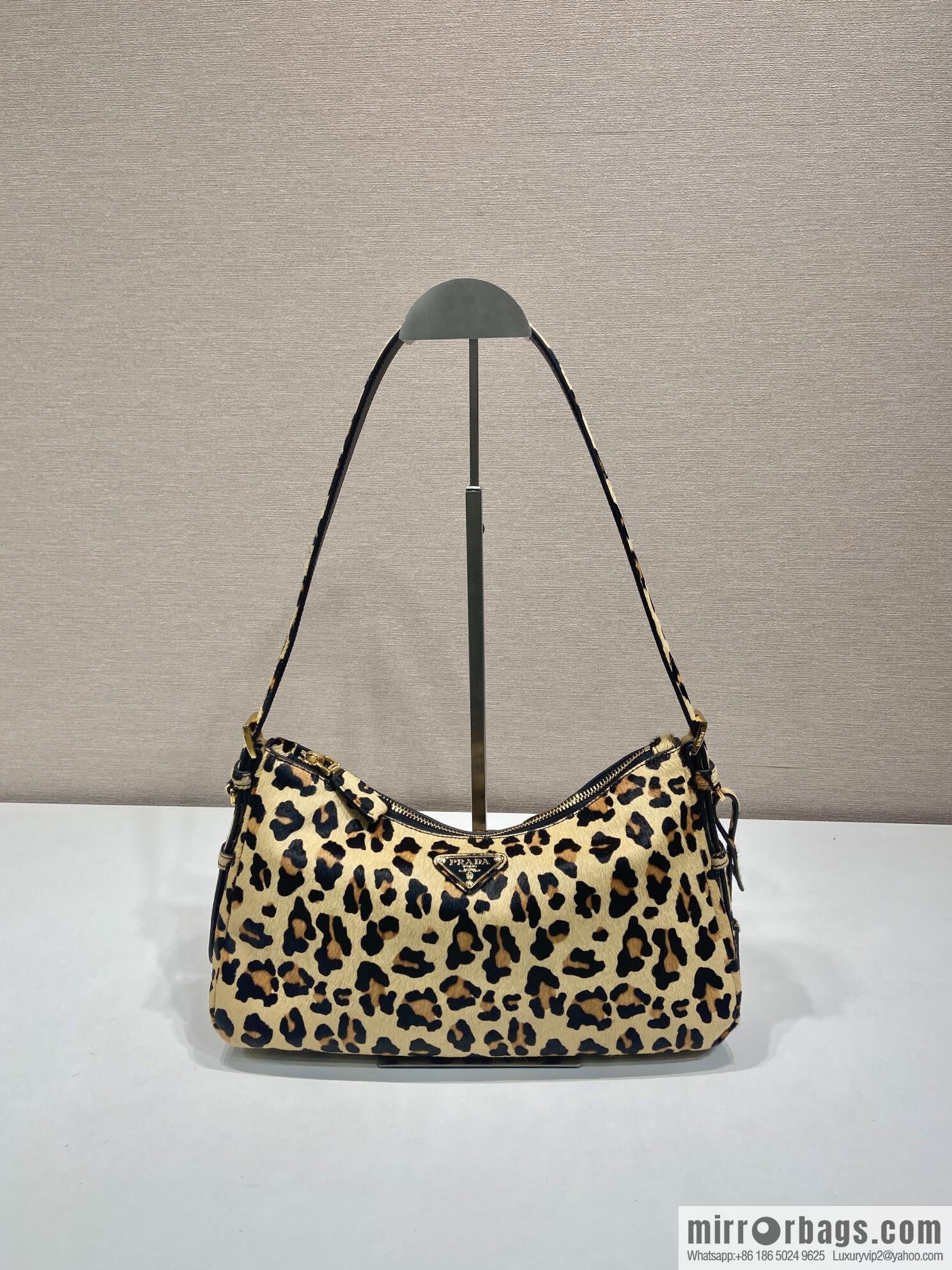 PRADA new Aimee armpit bag 1BC229 leopard print