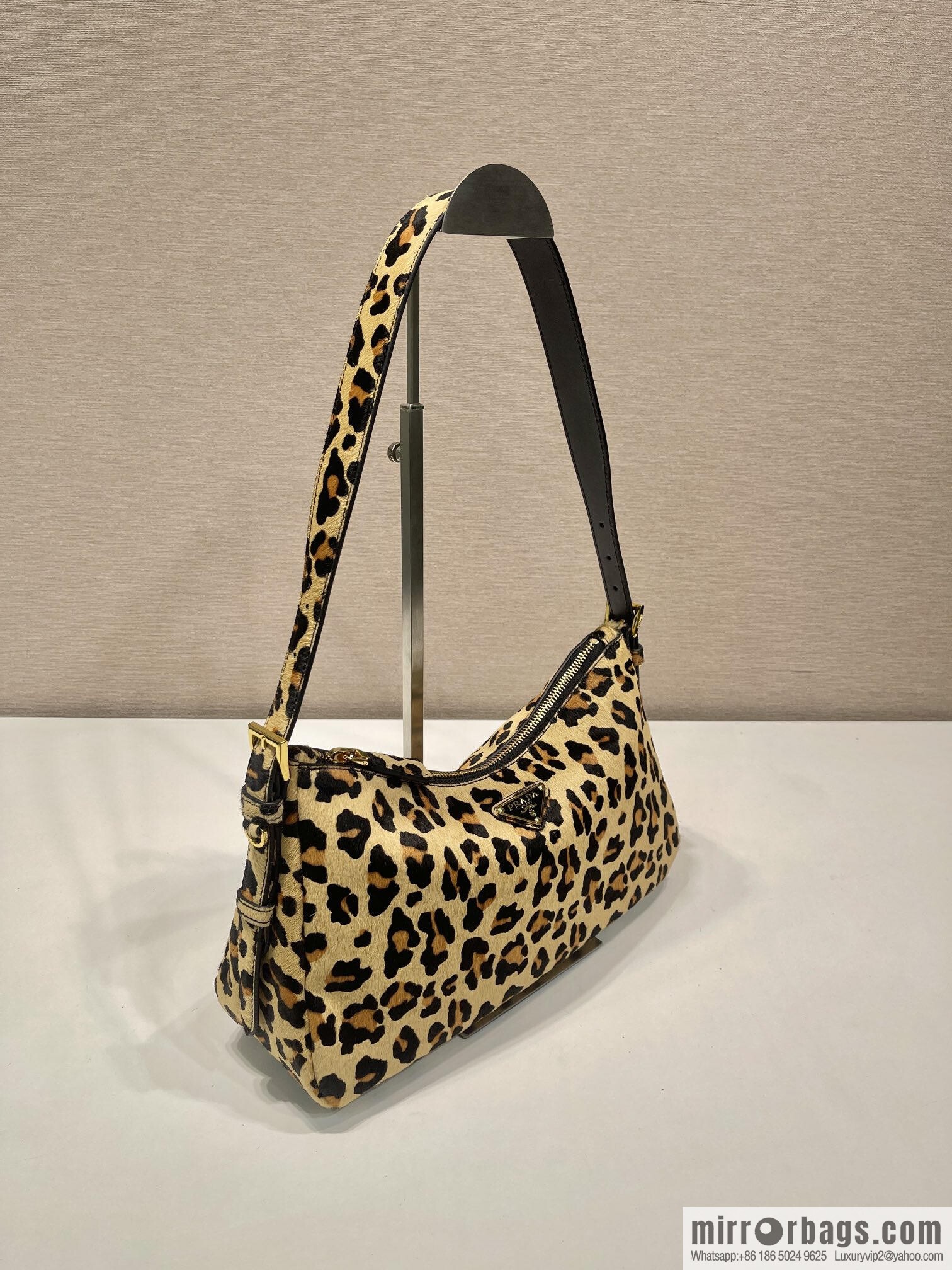 PRADA new Aimee armpit bag 1BC229 leopard print