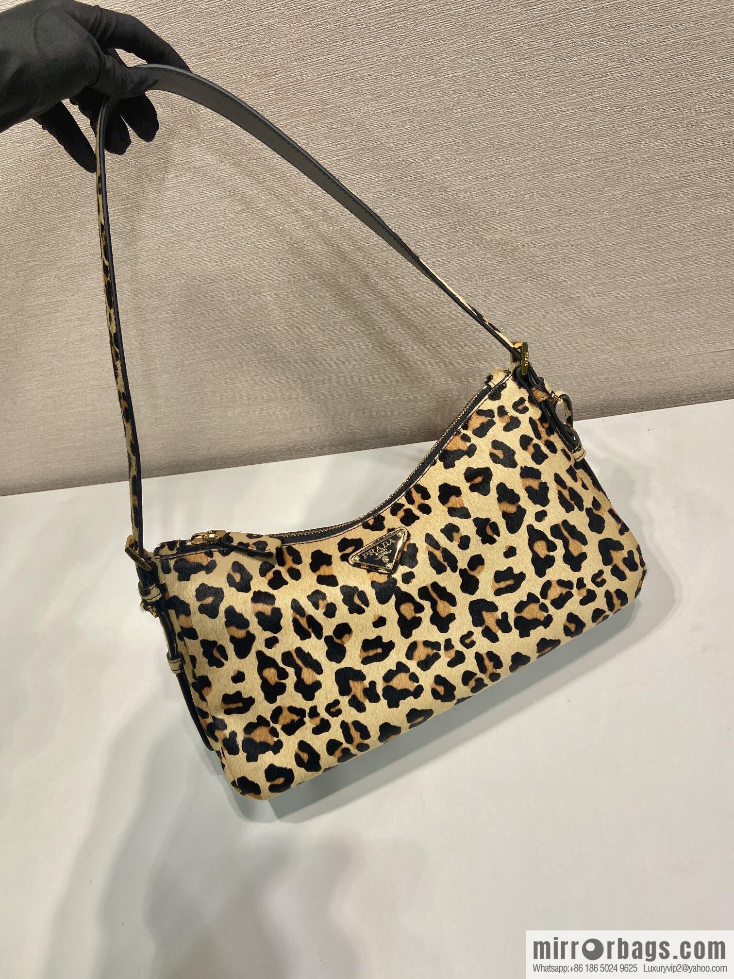 PRADA new Aimee armpit bag 1BC229 leopard print