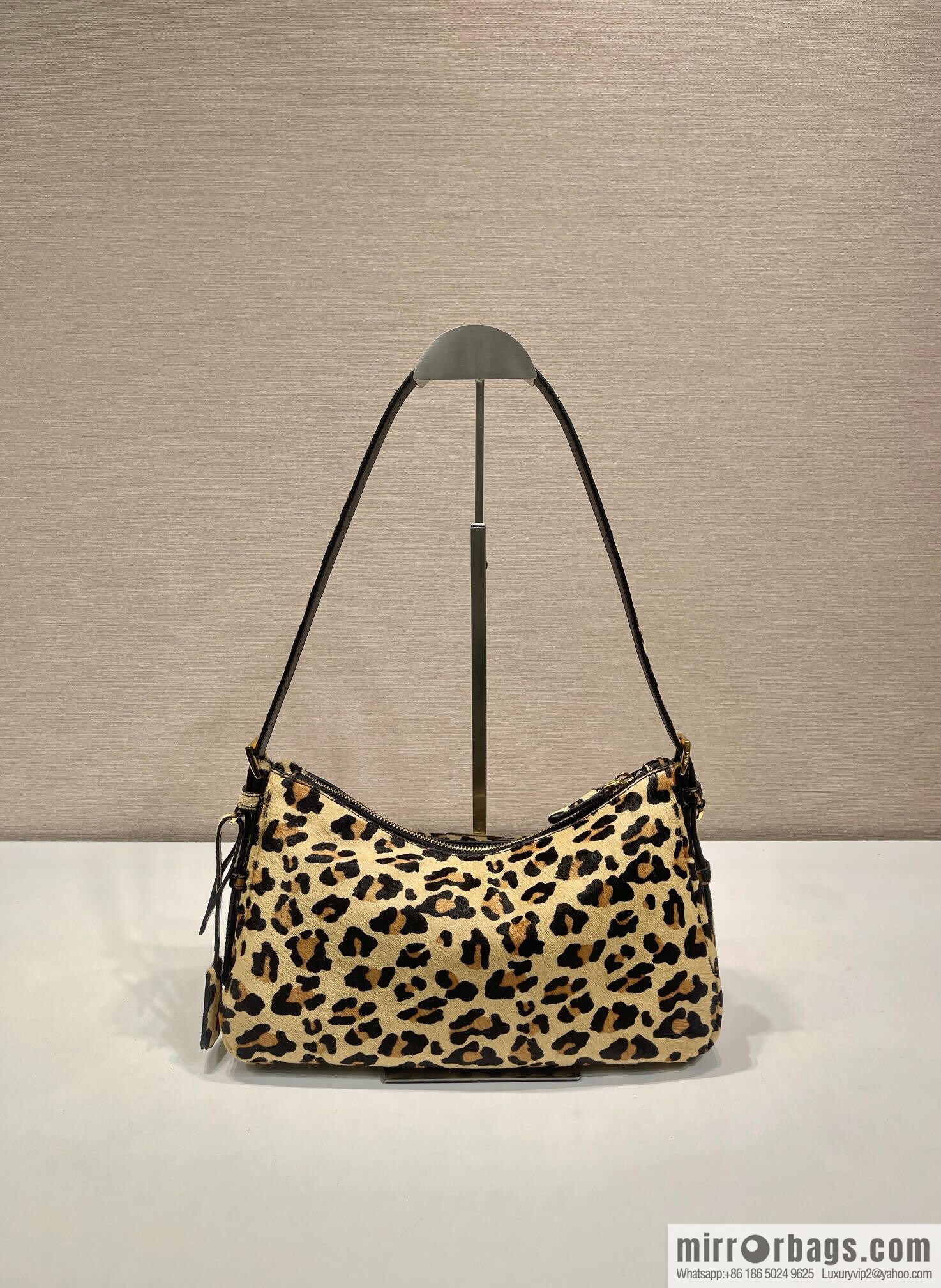 PRADA new Aimee armpit bag 1BC229 leopard print