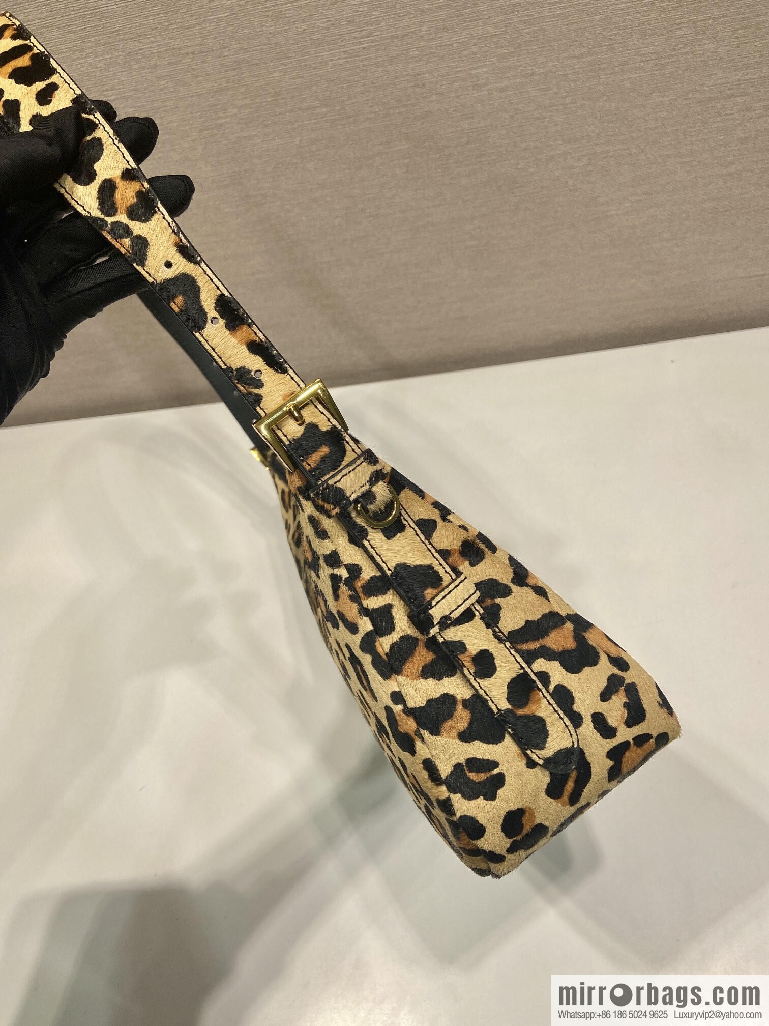 PRADA new Aimee armpit bag 1BC229 leopard print