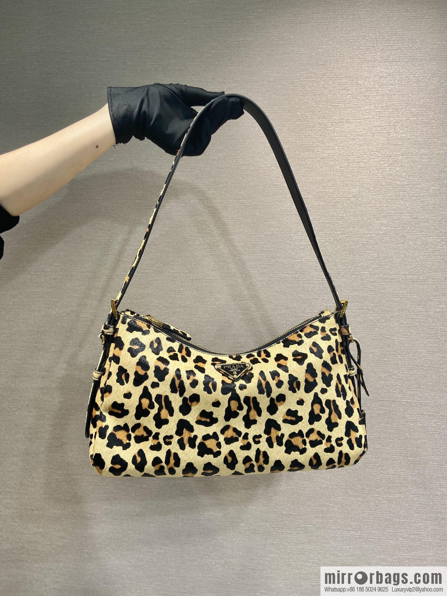 PRADA new Aimee armpit bag 1BC229 leopard print