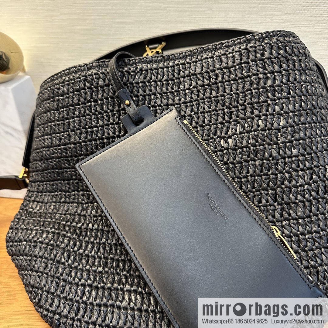 YSL Woven Bucket Bag _ 773991 Black