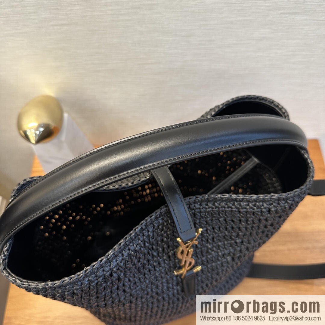 YSL Woven Bucket Bag _ 773991 Black