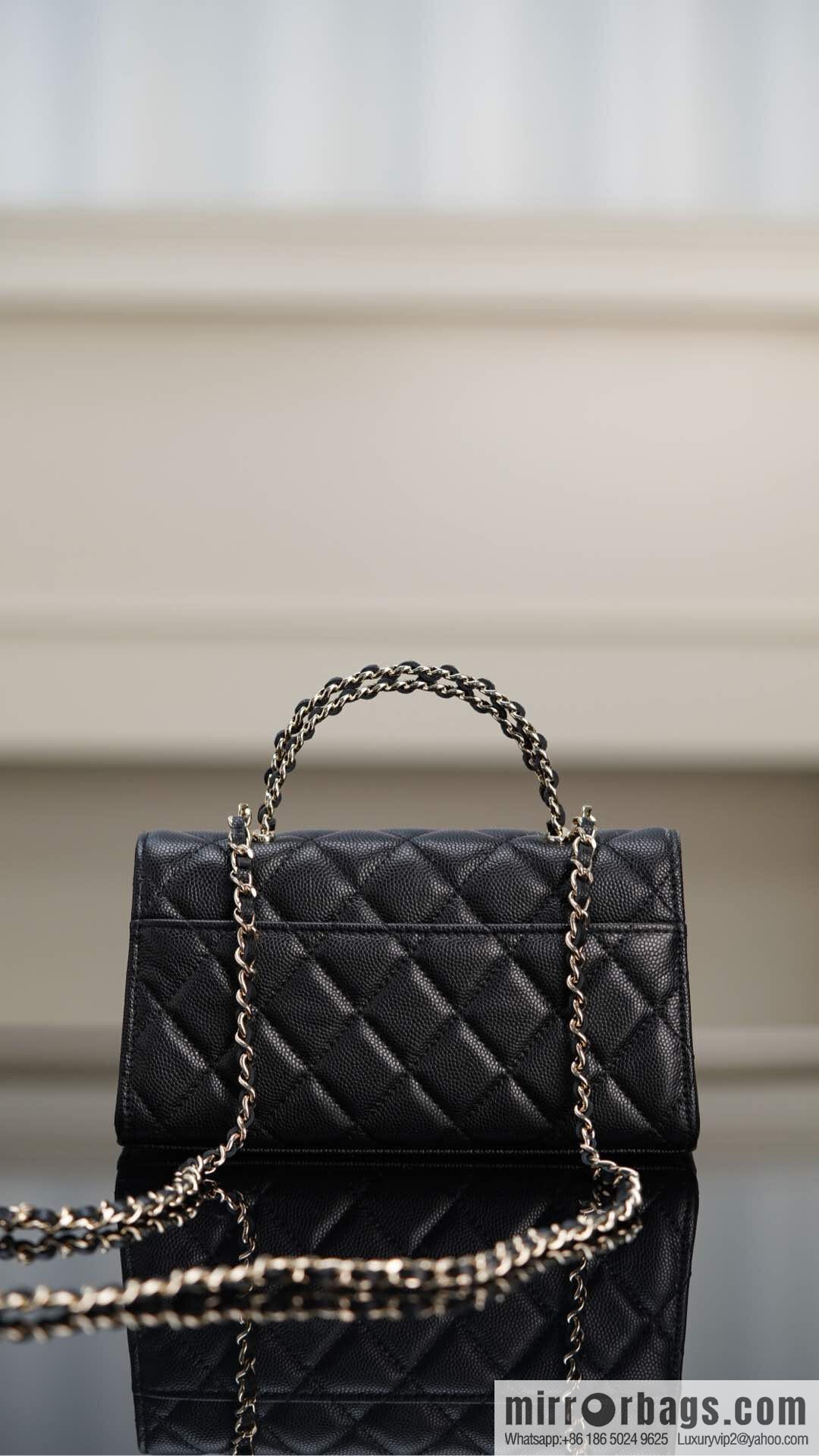CHANEL 25s Cross Handle Black Gold π Horizontal AP3238