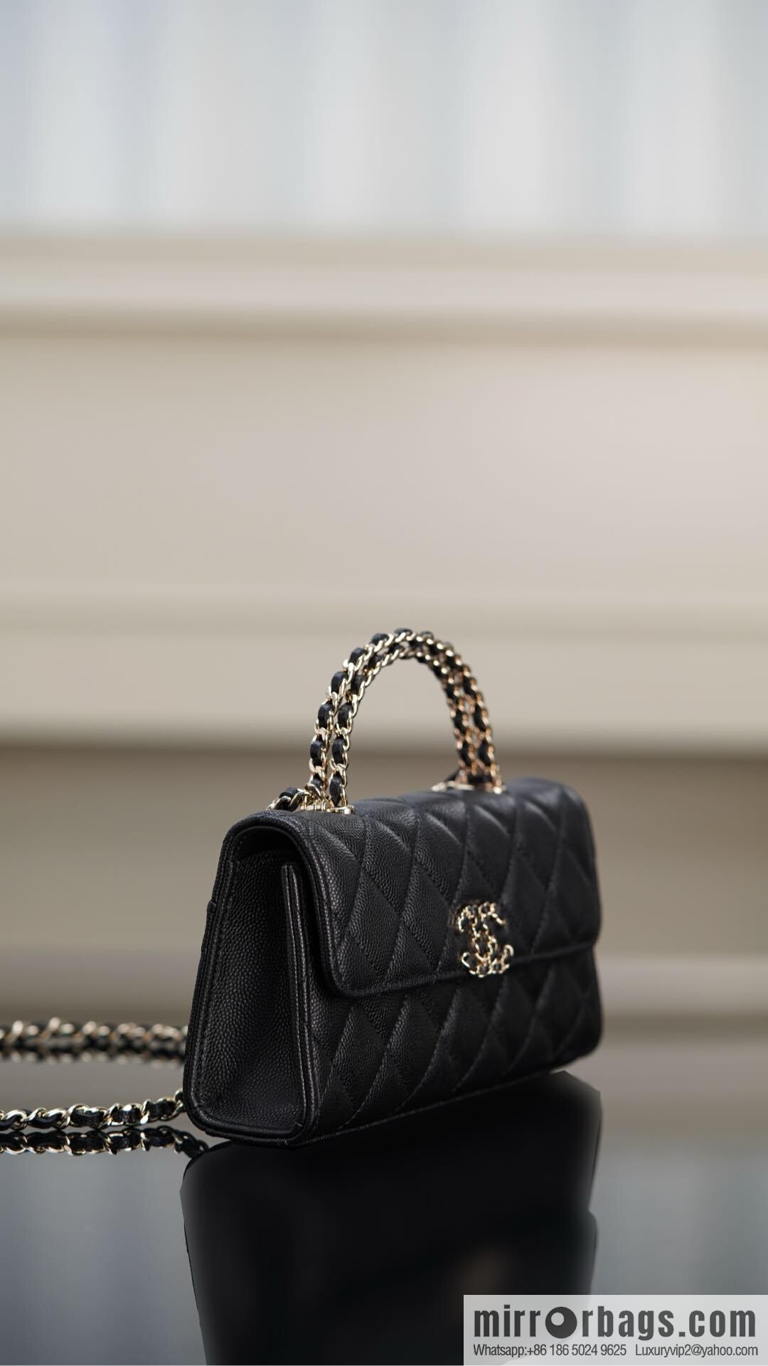 CHANEL 25s Cross Handle Black Gold π Horizontal AP3238