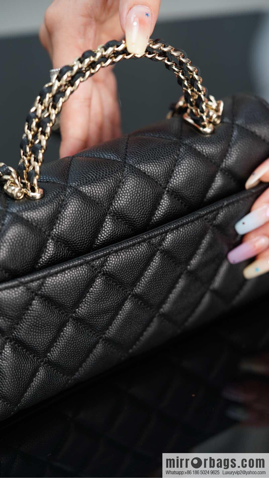 CHANEL 25s Cross Handle Black Gold π Horizontal AP3238