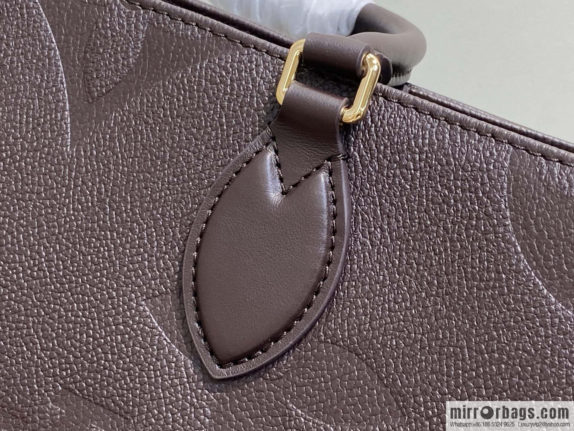 [Boutique‑grade] M45595 chocolate color, full leather embossed square bag mommy bag OnTheGo medium handbag