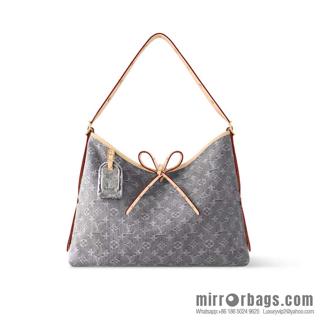 [Boutique‑grade] M13289 gray, denim shopping bag CARRYALL medium handbag
