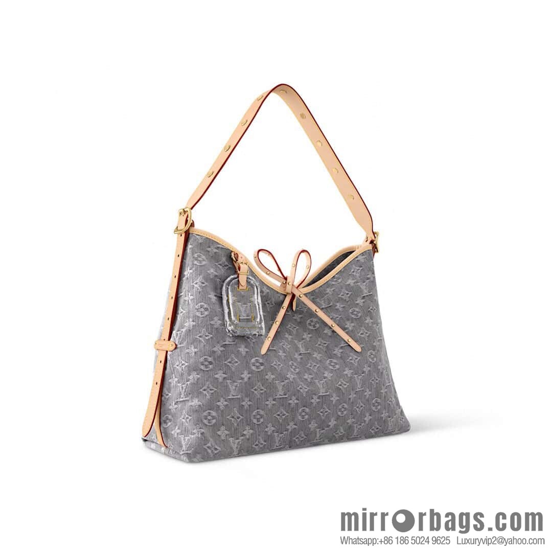[Boutique‑grade] M13289 gray, denim shopping bag CARRYALL medium handbag