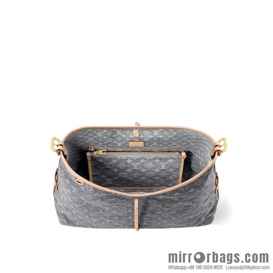 [Boutique‑grade] M13289 gray, denim shopping bag CARRYALL medium handbag