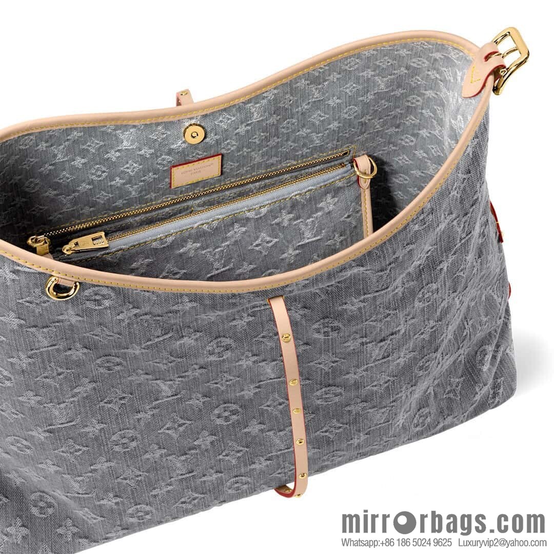 [Boutique‑grade] M13289 gray, denim shopping bag CARRYALL medium handbag