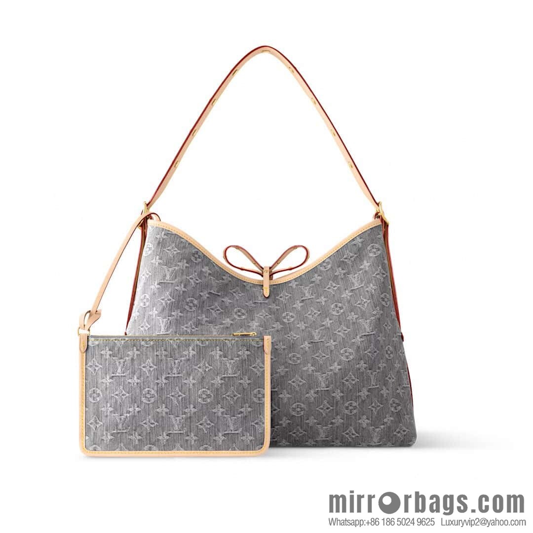 [Boutique‑grade] M13289 gray, denim shopping bag CARRYALL medium handbag