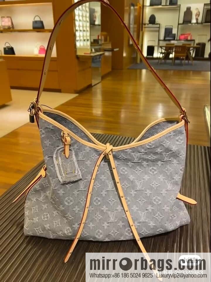 [Boutique‑grade] M13289 gray, denim shopping bag CARRYALL medium handbag