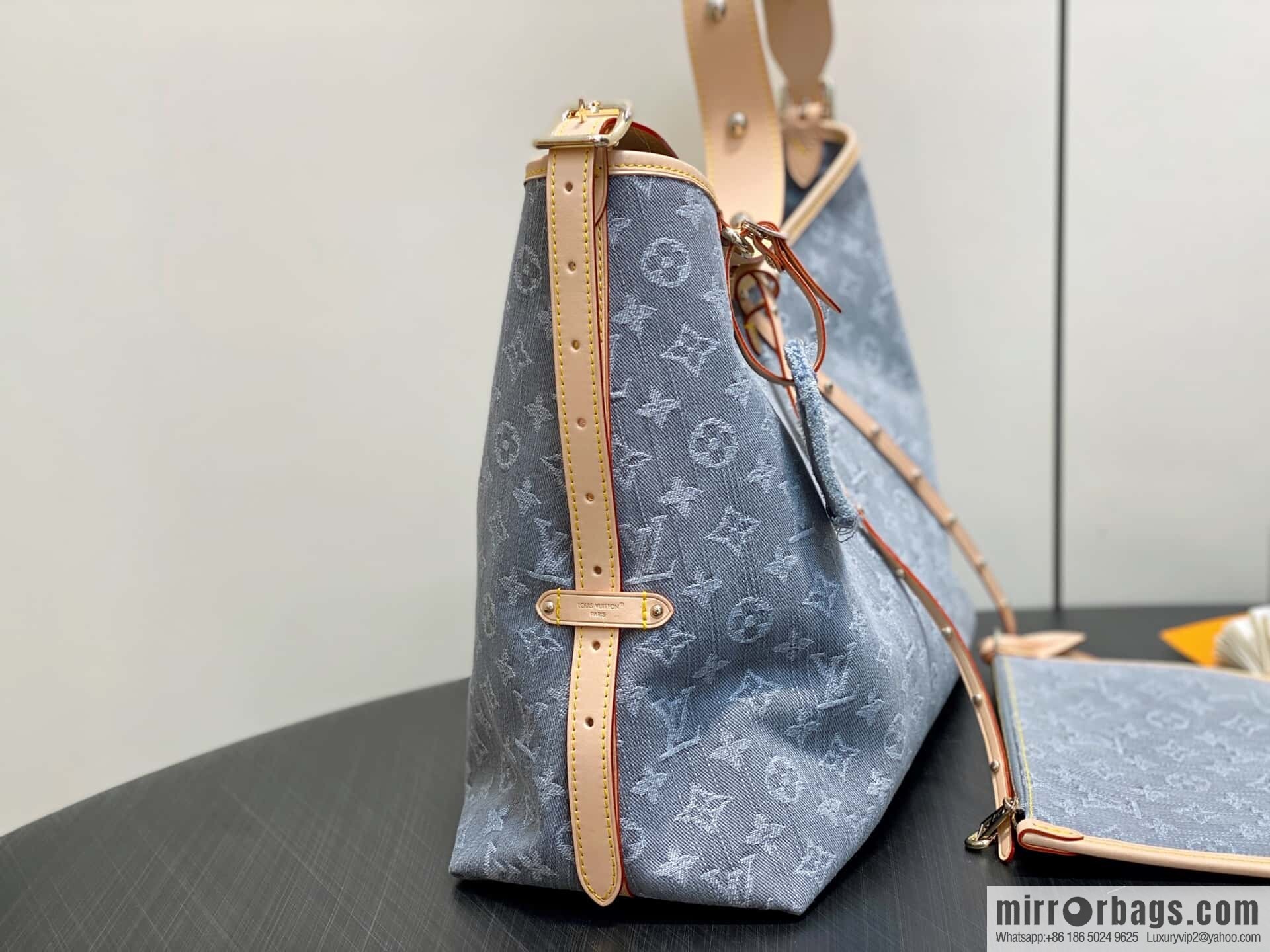 [Boutique‑grade] M13289 gray, denim shopping bag CARRYALL medium handbag