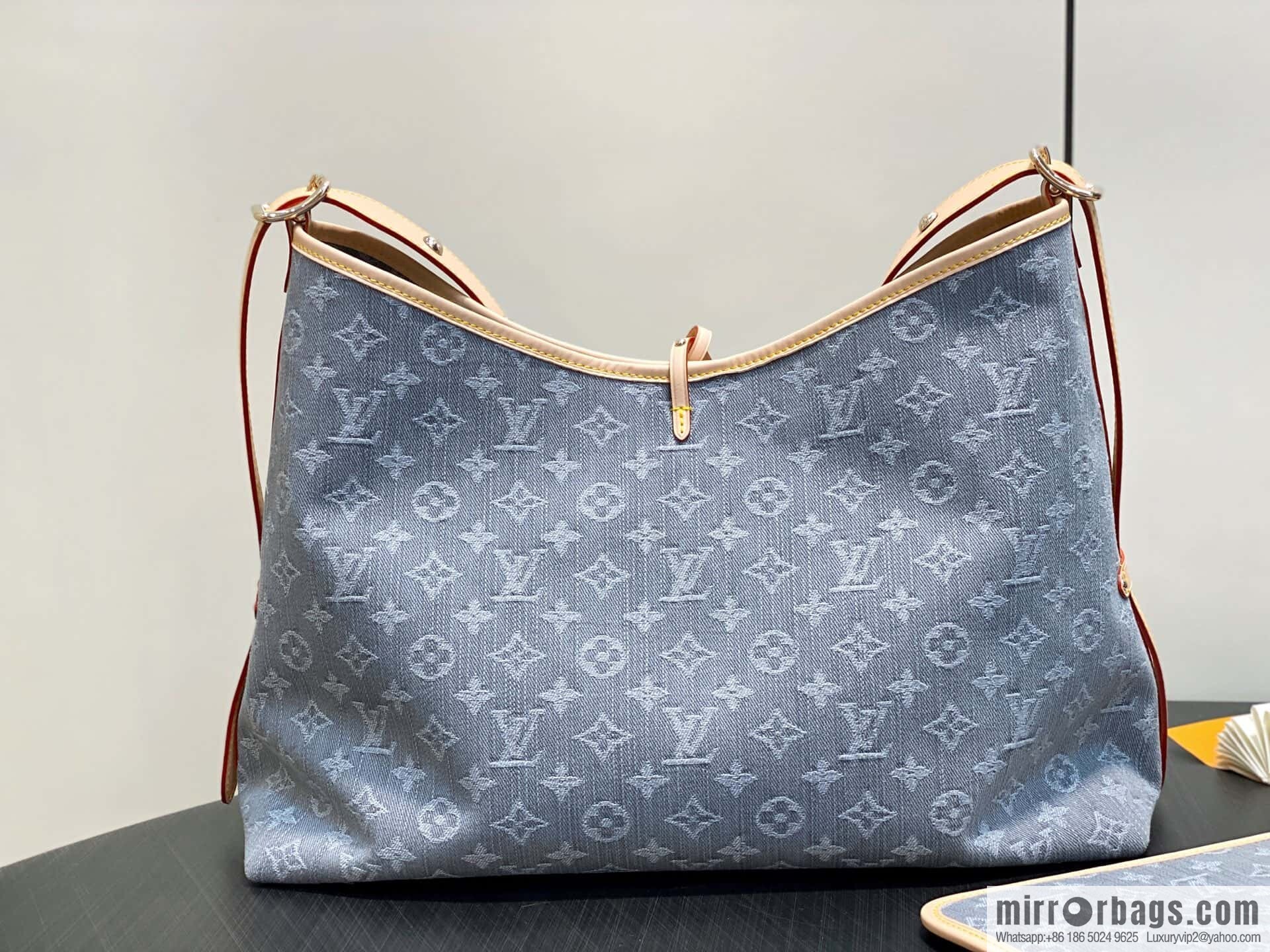 [Boutique‑grade] M13289 gray, denim shopping bag CARRYALL medium handbag
