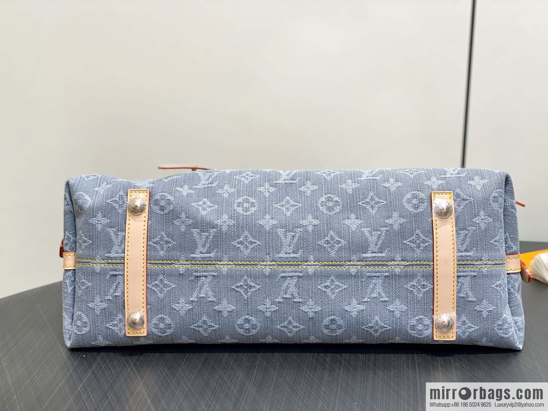 [Boutique‑grade] M13289 gray, denim shopping bag CARRYALL medium handbag