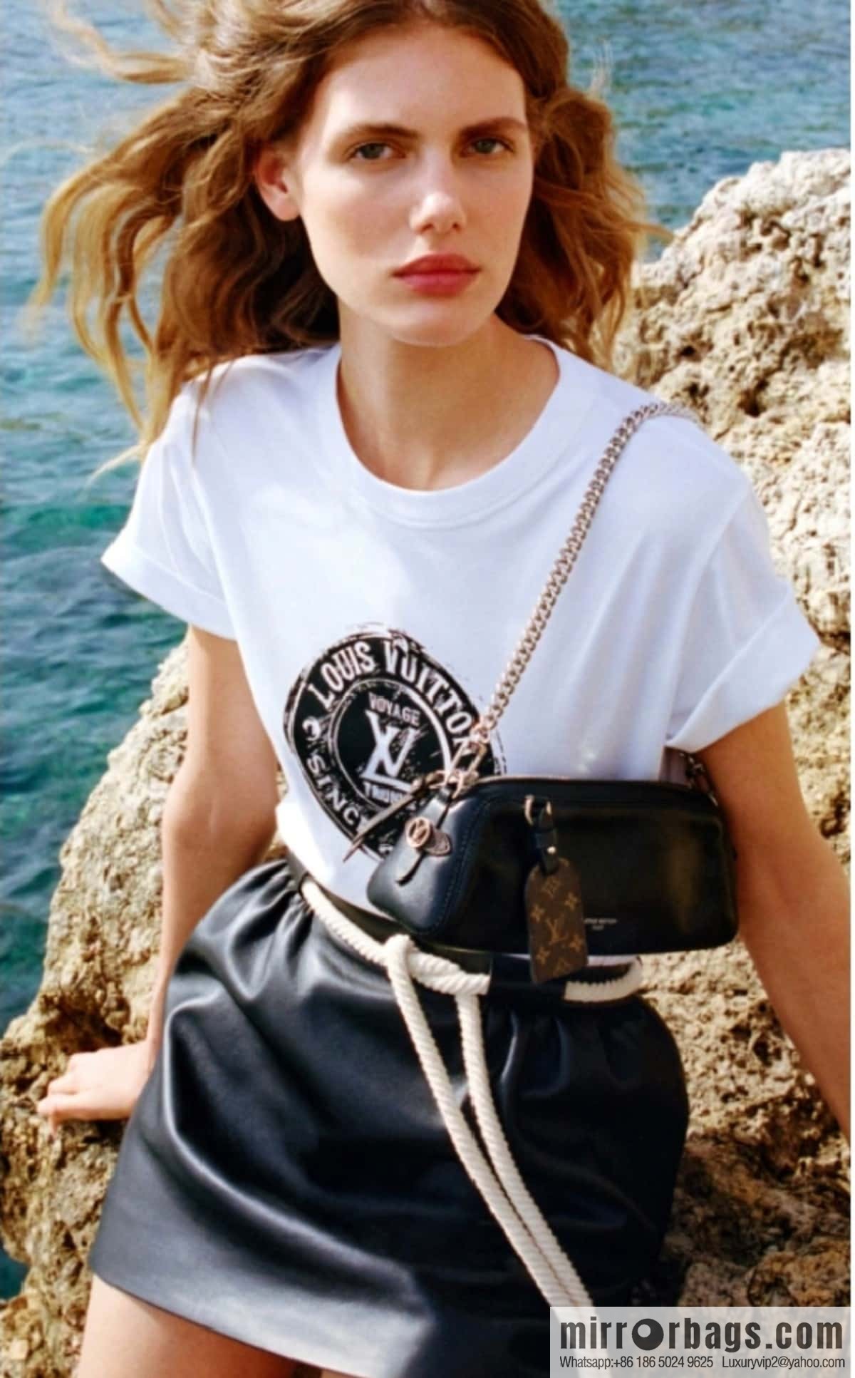 [Original order boutique] M14544 black, full leather chain bag POCHETTE VIBE handbag