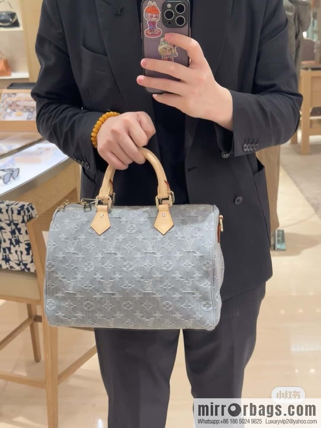 [Original order boutique] M13344 gray, denim speedy pillow bag SPEEDY SOFT 30 handbag