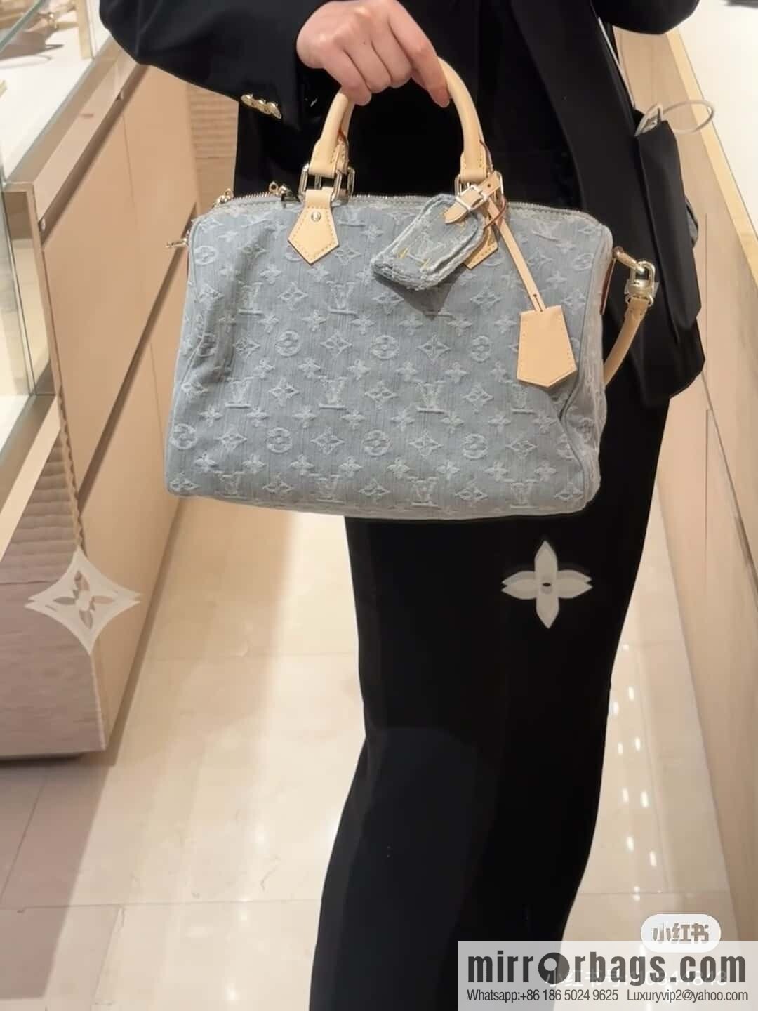 [Original order boutique] M13344 gray, denim speedy pillow bag SPEEDY SOFT 30 handbag