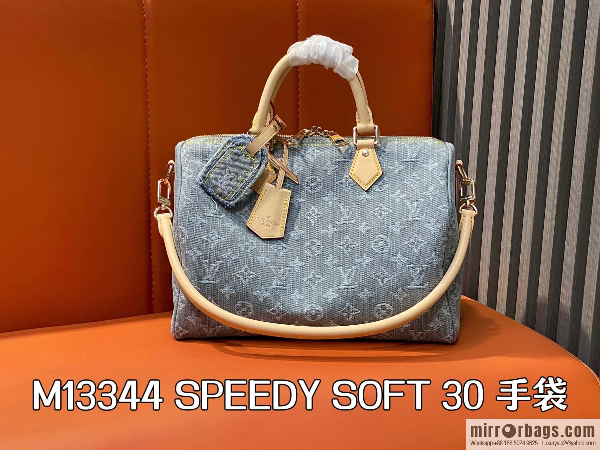 [Original order boutique] M13344 gray, denim speedy pillow bag SPEEDY SOFT 30 handbag