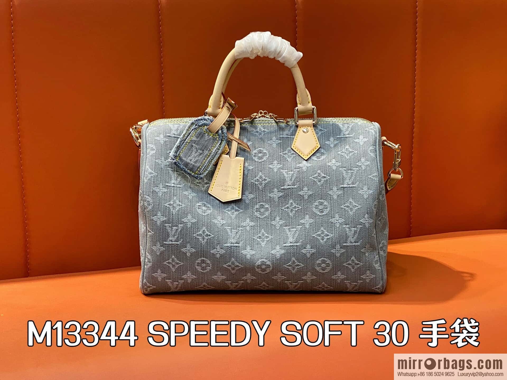 [Original order boutique] M13344 gray, denim speedy pillow bag SPEEDY SOFT 30 handbag
