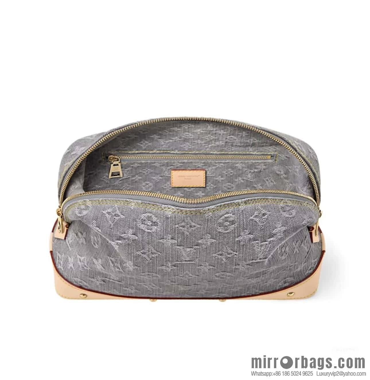 [Original order boutique] M13750 gray, denim cosmetic bag POCHETTE COSMÉTIQUE large cosmetic bag