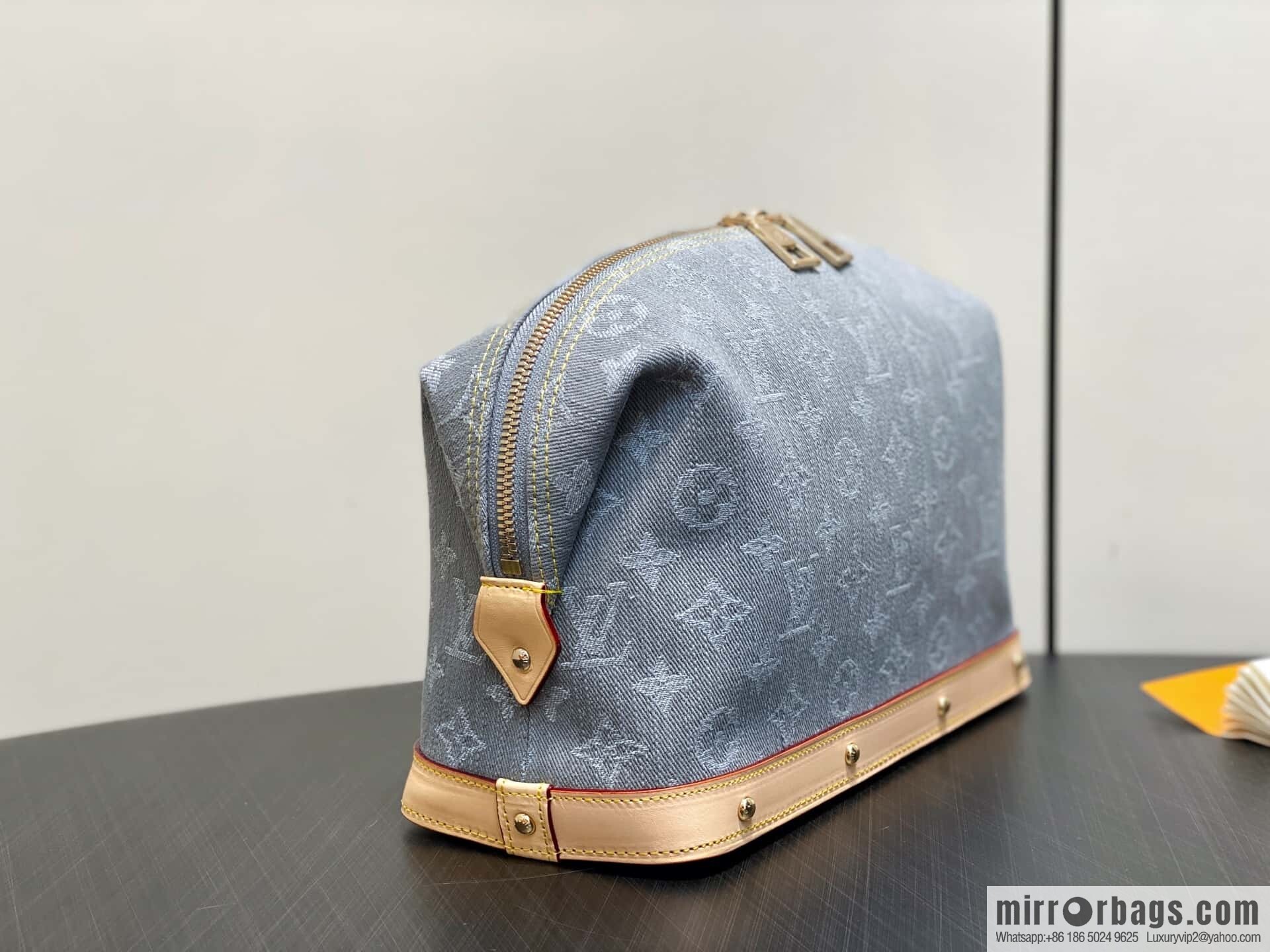 [Original order boutique] M13750 gray, denim cosmetic bag POCHETTE COSMÉTIQUE large cosmetic bag
