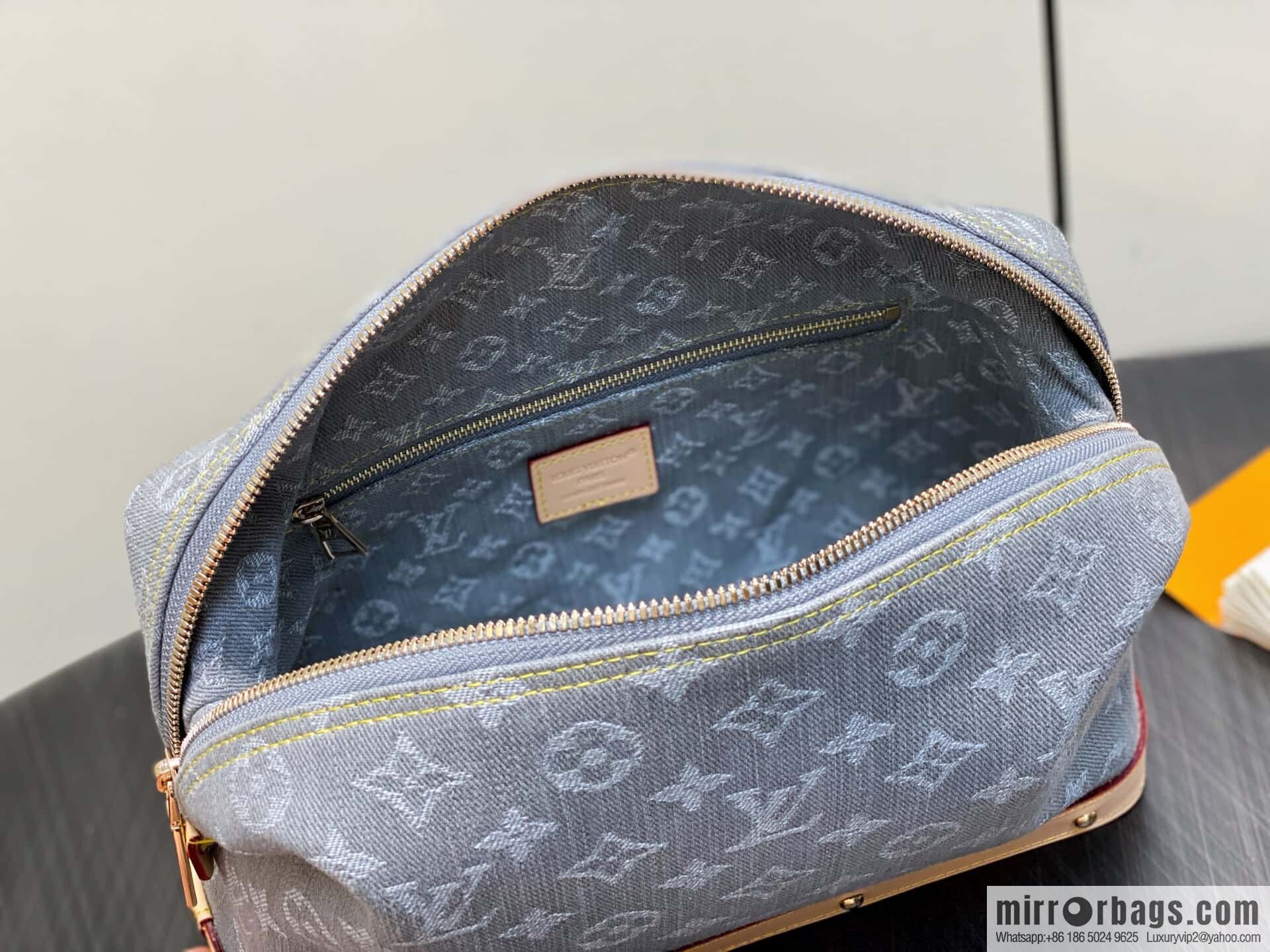 [Original order boutique] M13750 gray, denim cosmetic bag POCHETTE COSMÉTIQUE large cosmetic bag