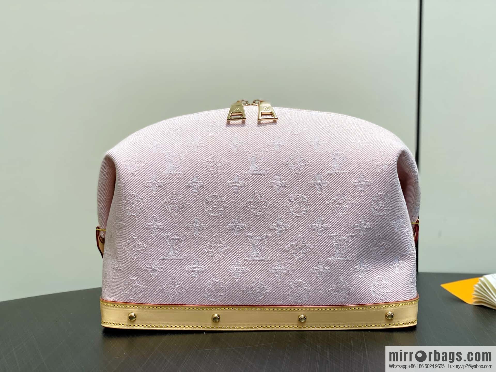 M13750 pink, denim cosmetic bag POCHETTE COSMÉTIQUE large cosmetic bag