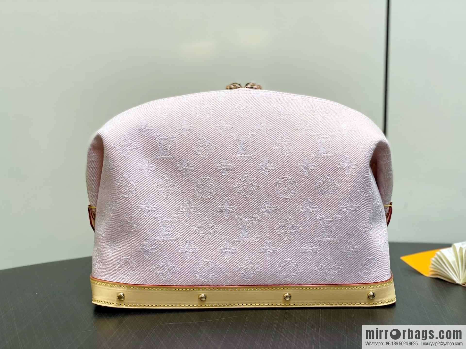 M13750 pink, denim cosmetic bag POCHETTE COSMÉTIQUE large cosmetic bag