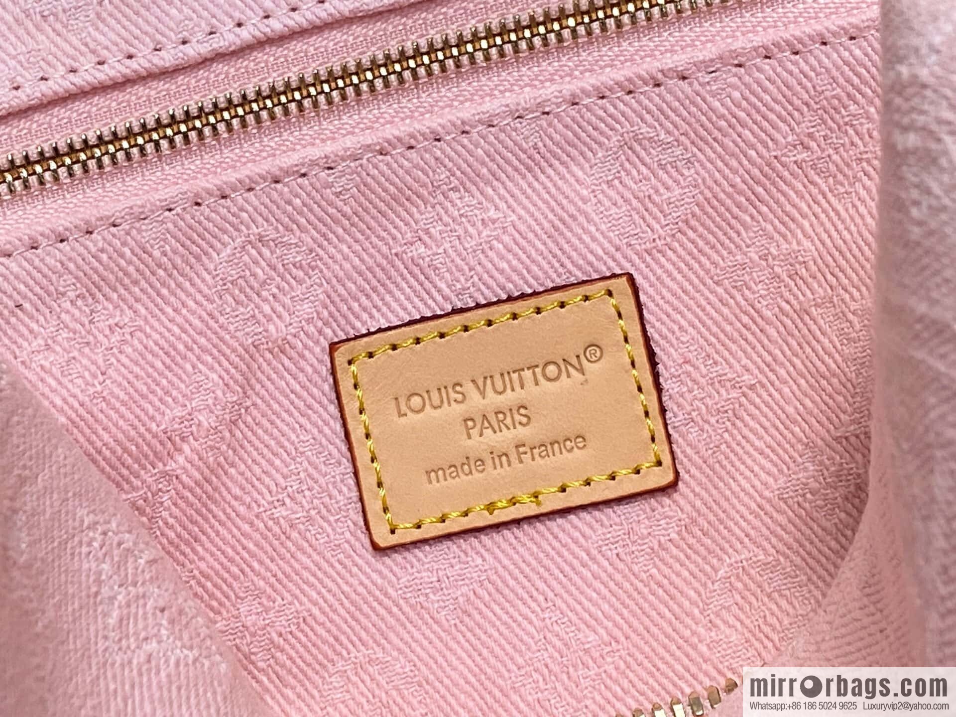 M13750 pink, denim cosmetic bag POCHETTE COSMÉTIQUE large cosmetic bag