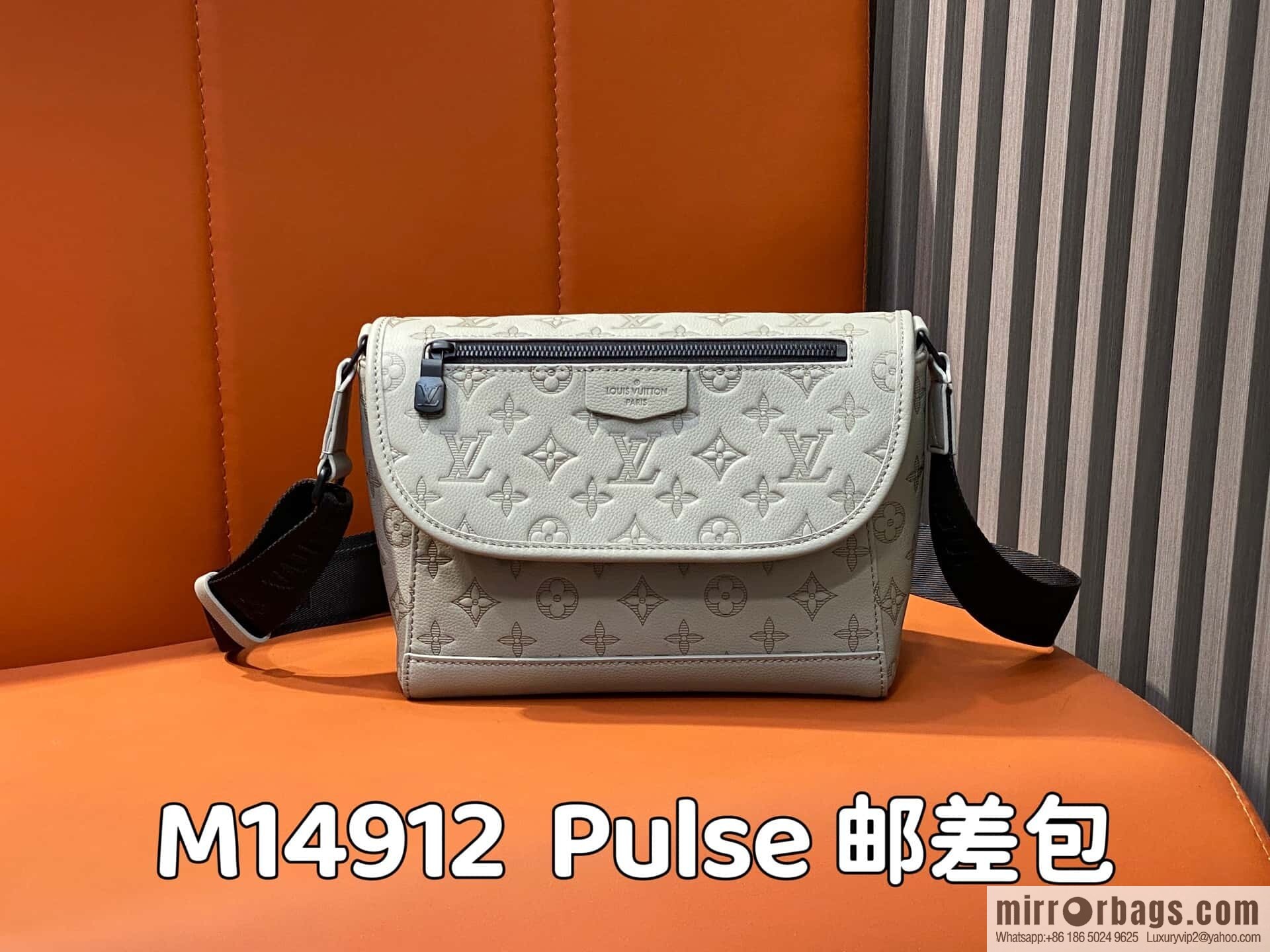 [Original order boutique] M14912 gray, full leather embossed men's bag messenger bag Pulse messenger bag
