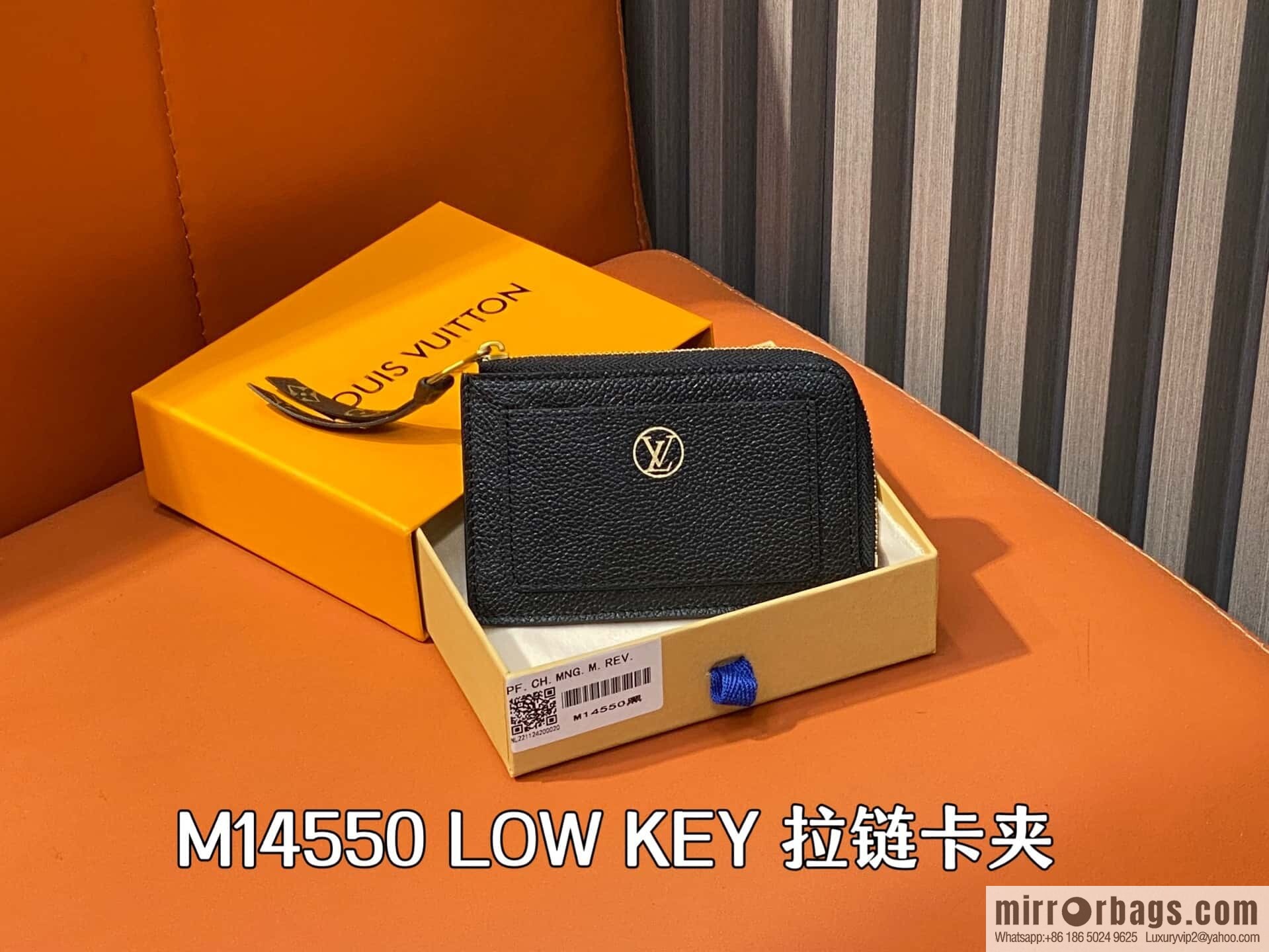 [Original order boutique] M14550 black, full leather card bag change bag, the new LOW KEY zipper card clip of the season M14551 brown