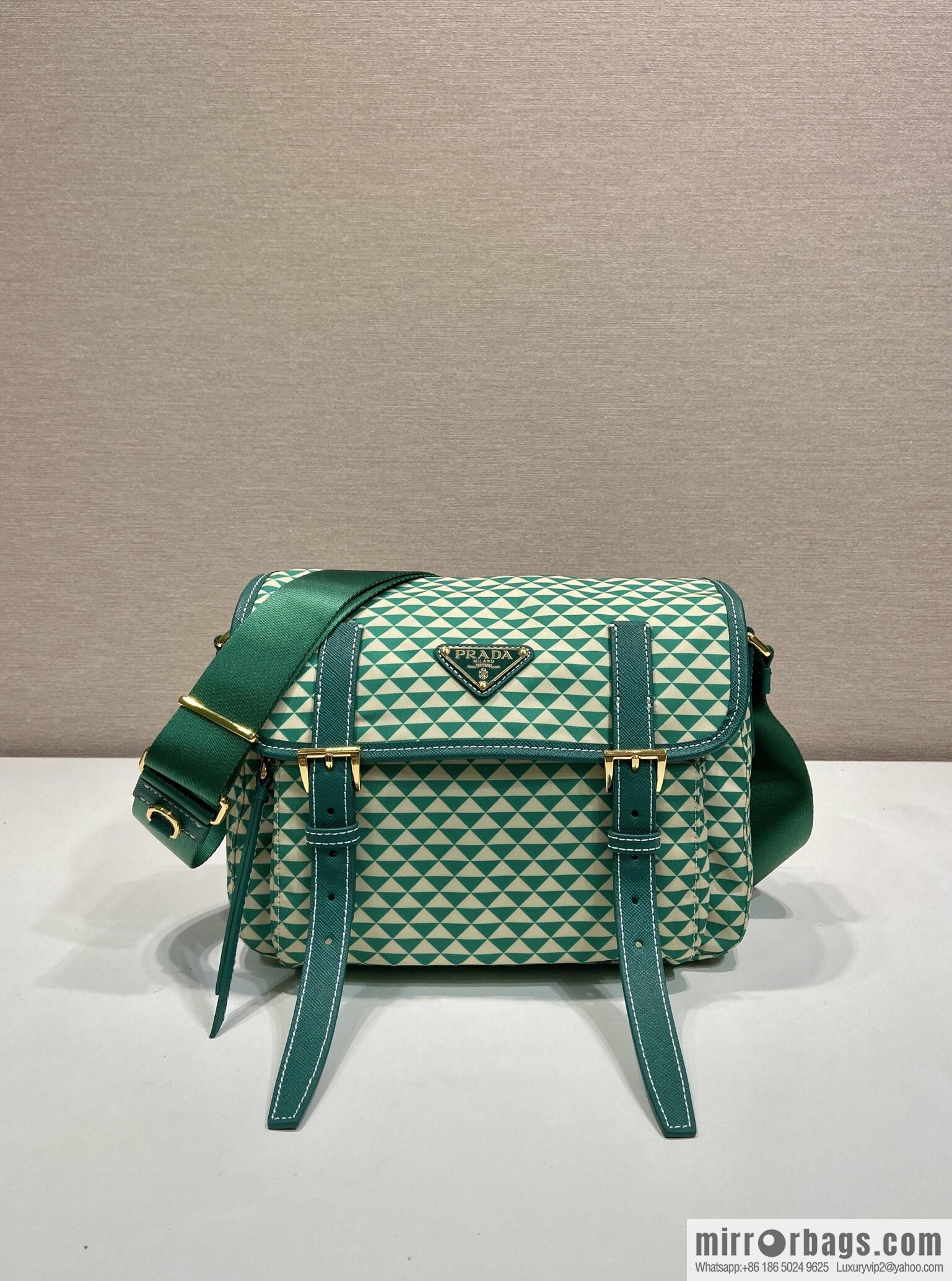PRADA's new Symbole1BD383 messenger bag, green