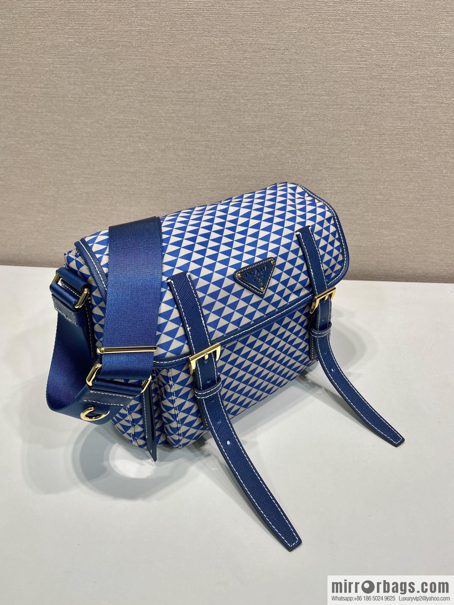 PRADA's new Symbole1BD383 messenger bag, blue