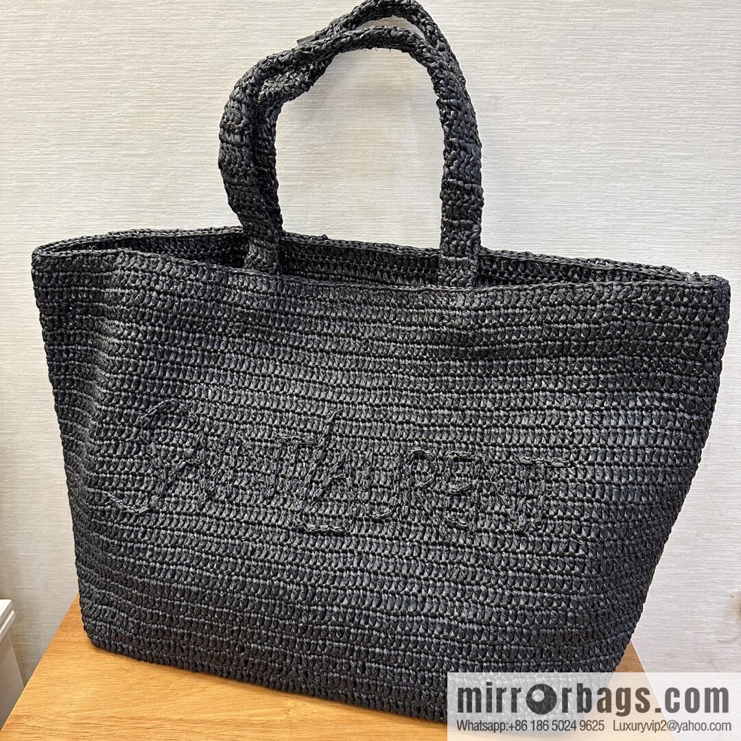 YSL raffia tote bag _ 776763 black