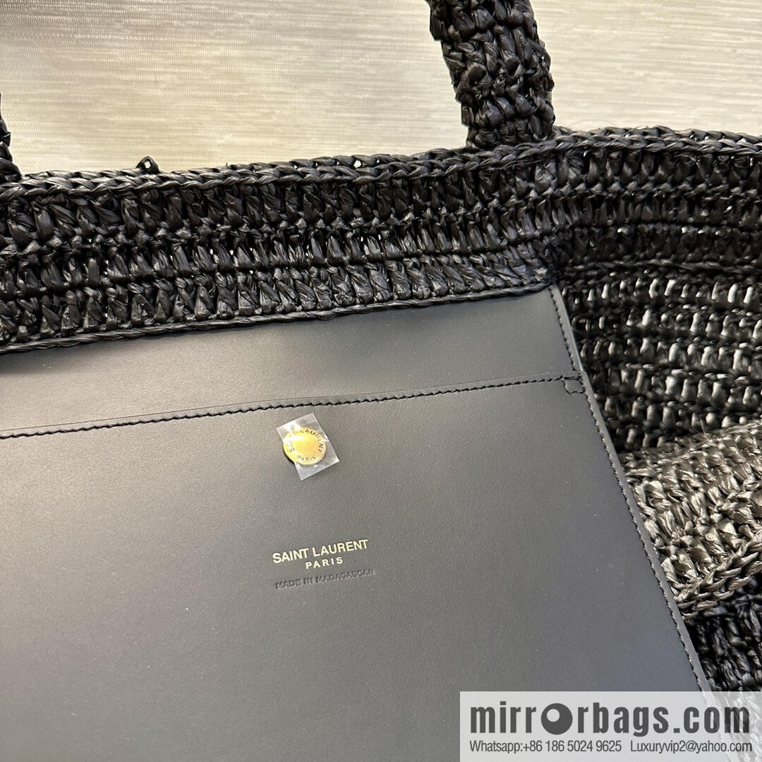 YSL raffia tote bag _ 776763 black