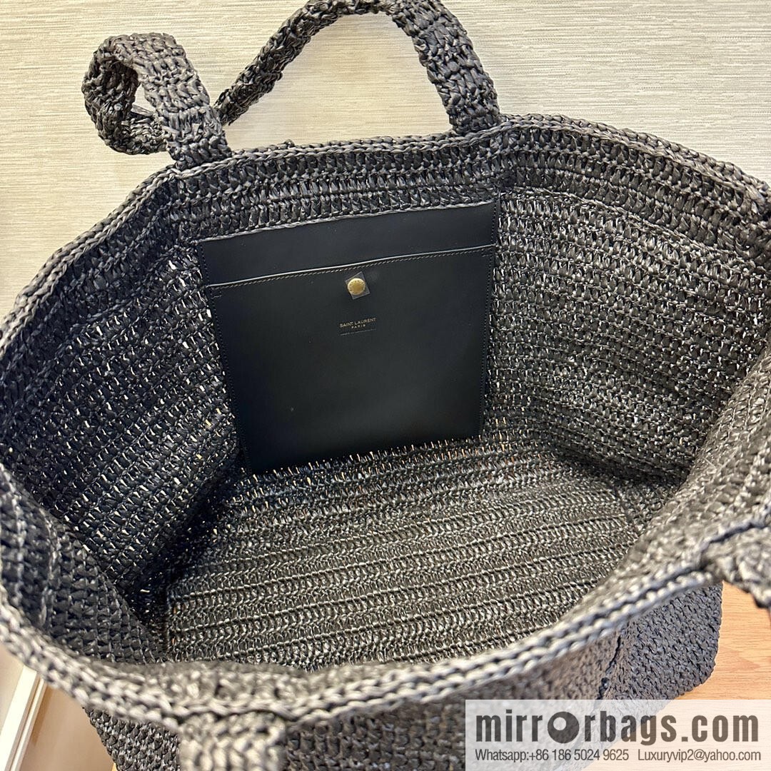 YSL raffia tote bag _ 776763 black