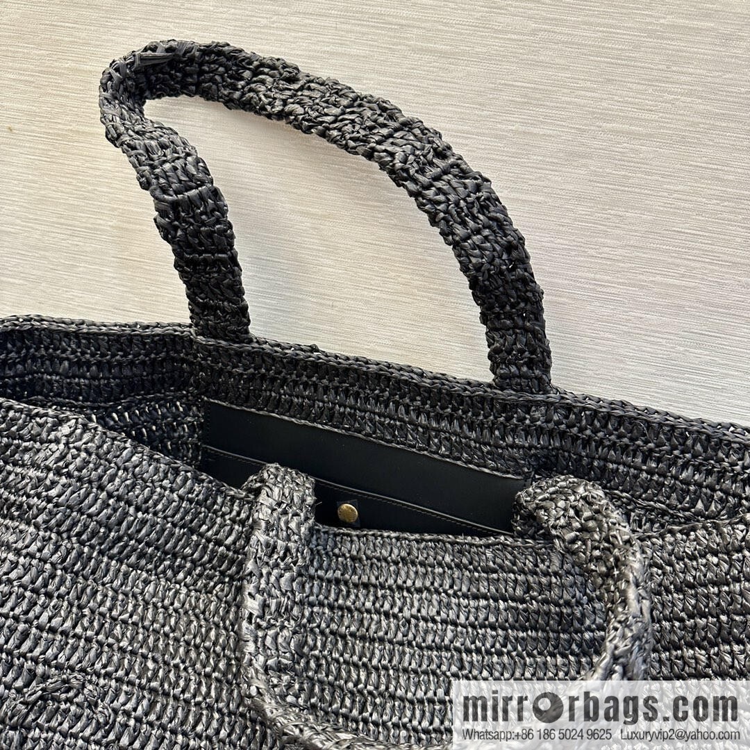 YSL raffia tote bag _ 776763 black