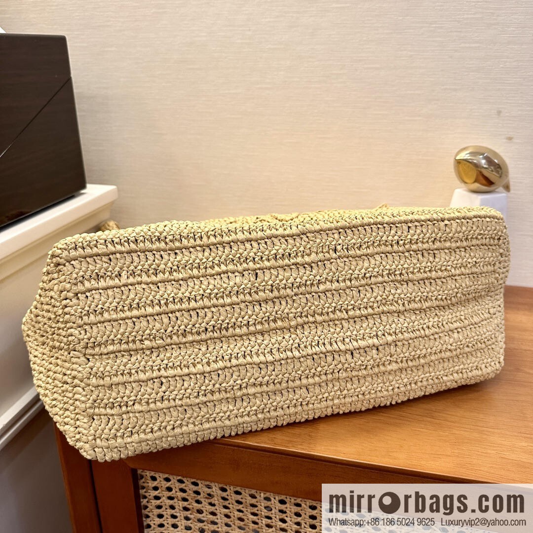 YSL raffia tote bag _ 776763 natural color