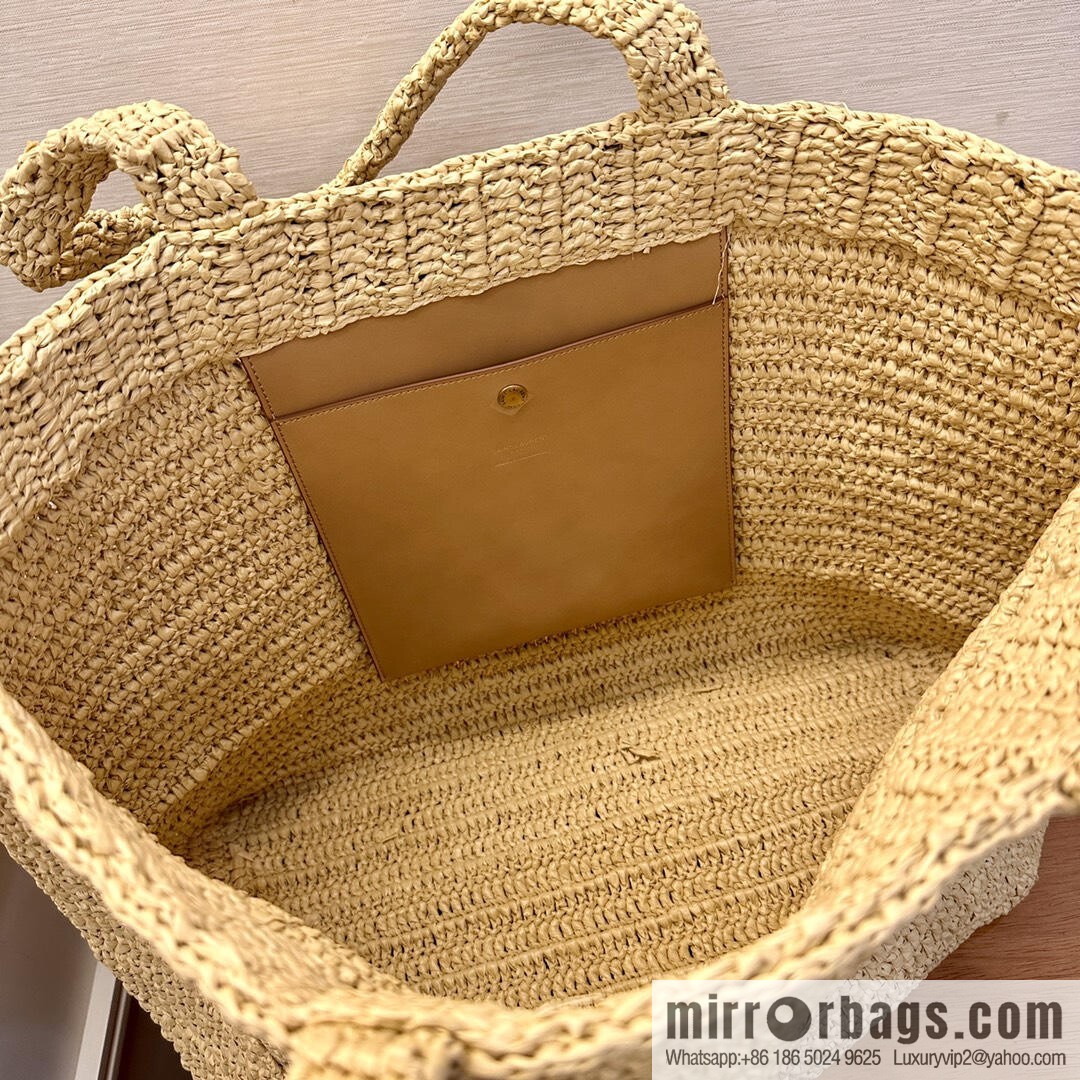 YSL raffia tote bag _ 776763 natural color