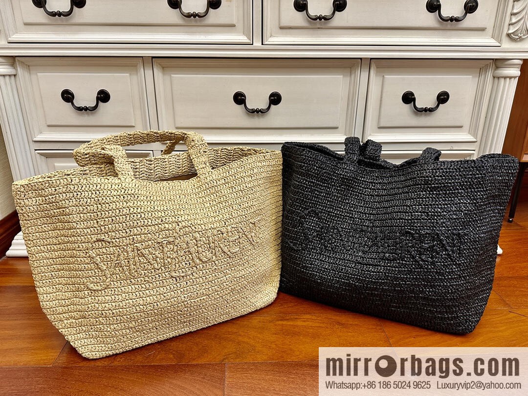 YSL raffia tote bag _ 776763 natural color