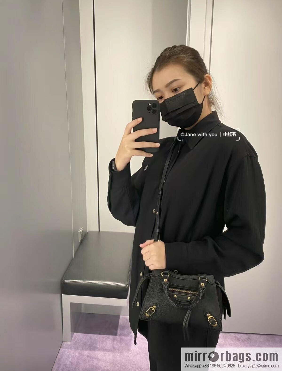 Balenciaga Neo Classic Locomotive Bag [Small] 638512 Black/Gold Buckle
