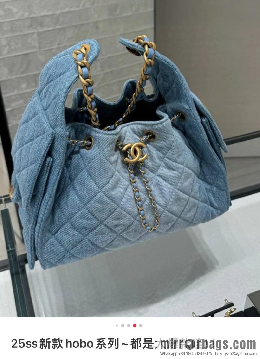 ππ‘ππ§ππ₯ πππ¬ π¬π¦ππ₯π₯ π‘π¨ππ¨ Drawstring Bucket Bag, Denim Blue π Small AS5293