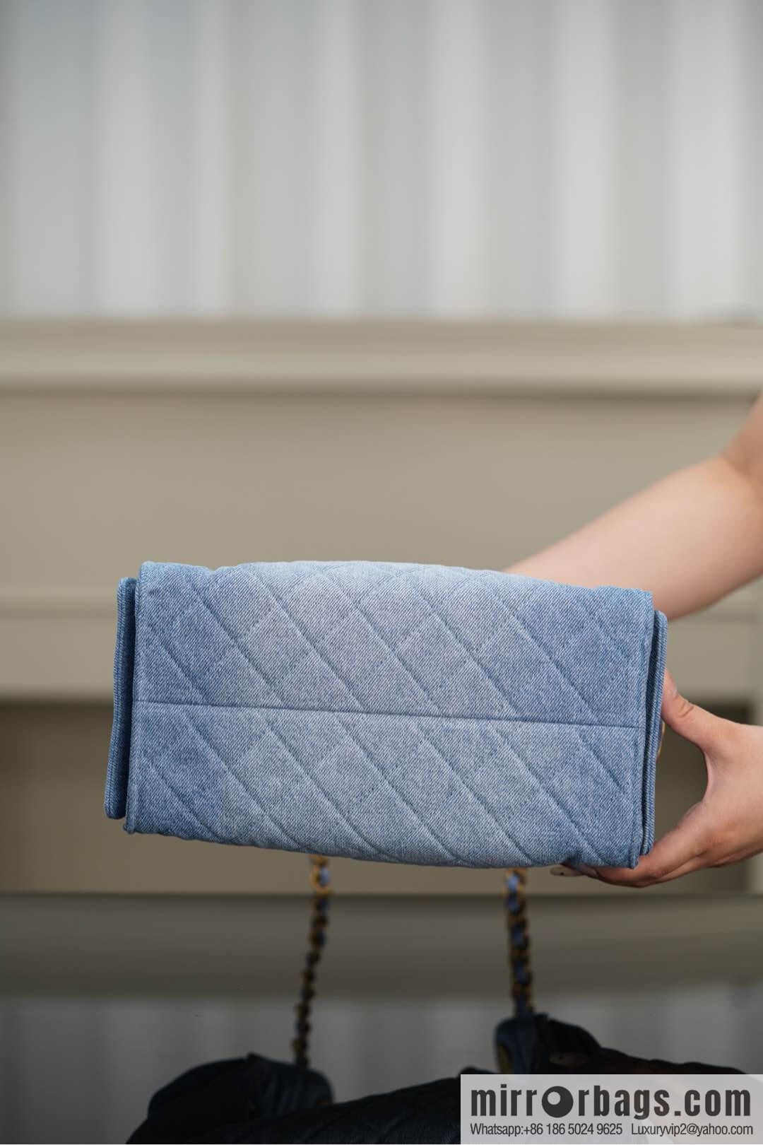 ππ‘ππ§ππ₯ πππ¬ π¬π¦ππ₯π₯ π‘π¨ππ¨ Drawstring Bucket Bag, Denim Blue π Small AS5293