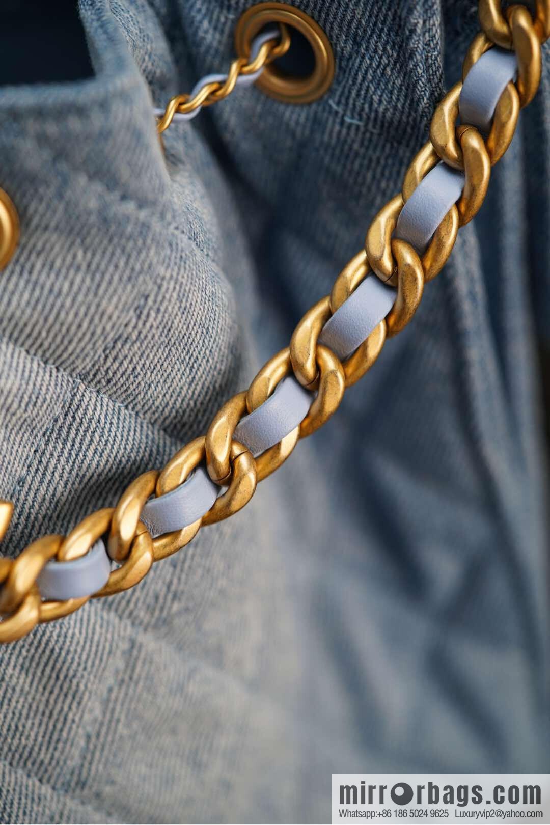 ππ‘ππ§ππ₯ πππ¬ π¬π¦ππ₯π₯ π‘π¨ππ¨ Drawstring Bucket Bag, Denim Blue π Small AS5293