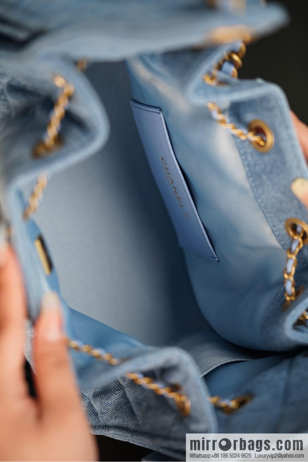 ππ‘ππ§ππ₯ πππ¬ π¬π¦ππ₯π₯ π‘π¨ππ¨ Drawstring Bucket Bag, Denim Blue π Small AS5293