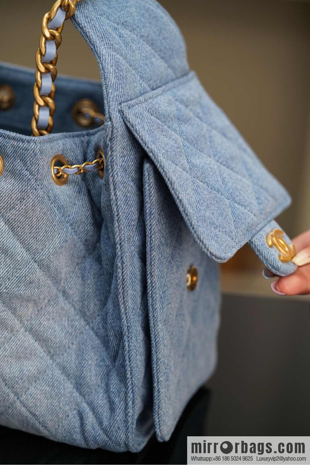 ππ‘ππ§ππ₯ πππ¬ π¬π¦ππ₯π₯ π‘π¨ππ¨ Drawstring Bucket Bag, Denim Blue π Small AS5293