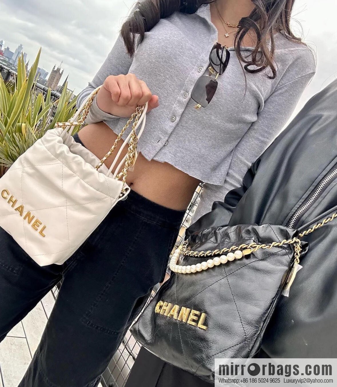 𝗖𝗛𝗔𝗡𝗘𝗟✦ 23s spring and summer new 22Mini bag original leather, white 🤍 AS3980